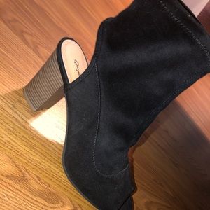 Black sock heeled booties